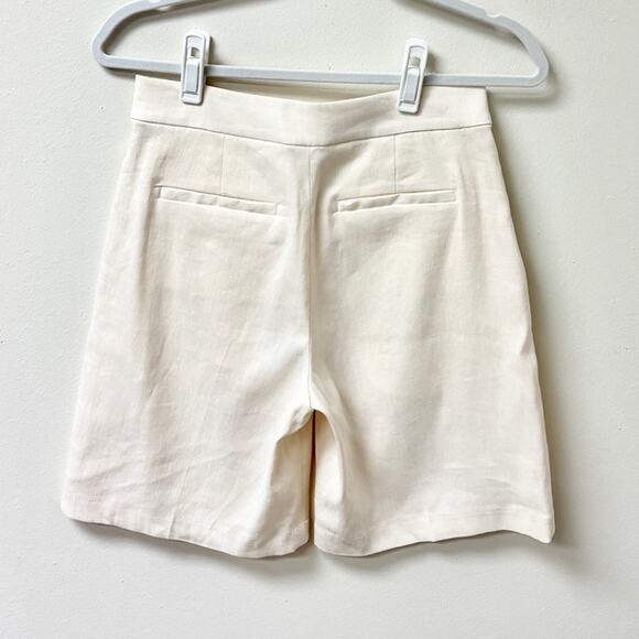 NWT A.L.C. Nico Cotton & Linen Pleated Bermuda Shorts Buttercream Womens Size 0 - Picture 4 of 5